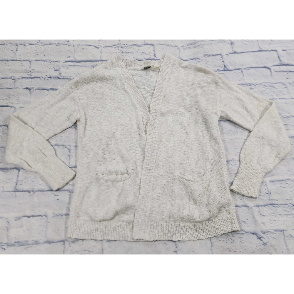 Roxy WOMENS SIZE M Cardigan Ivory Longline Open Front Boho Minimalist Casual